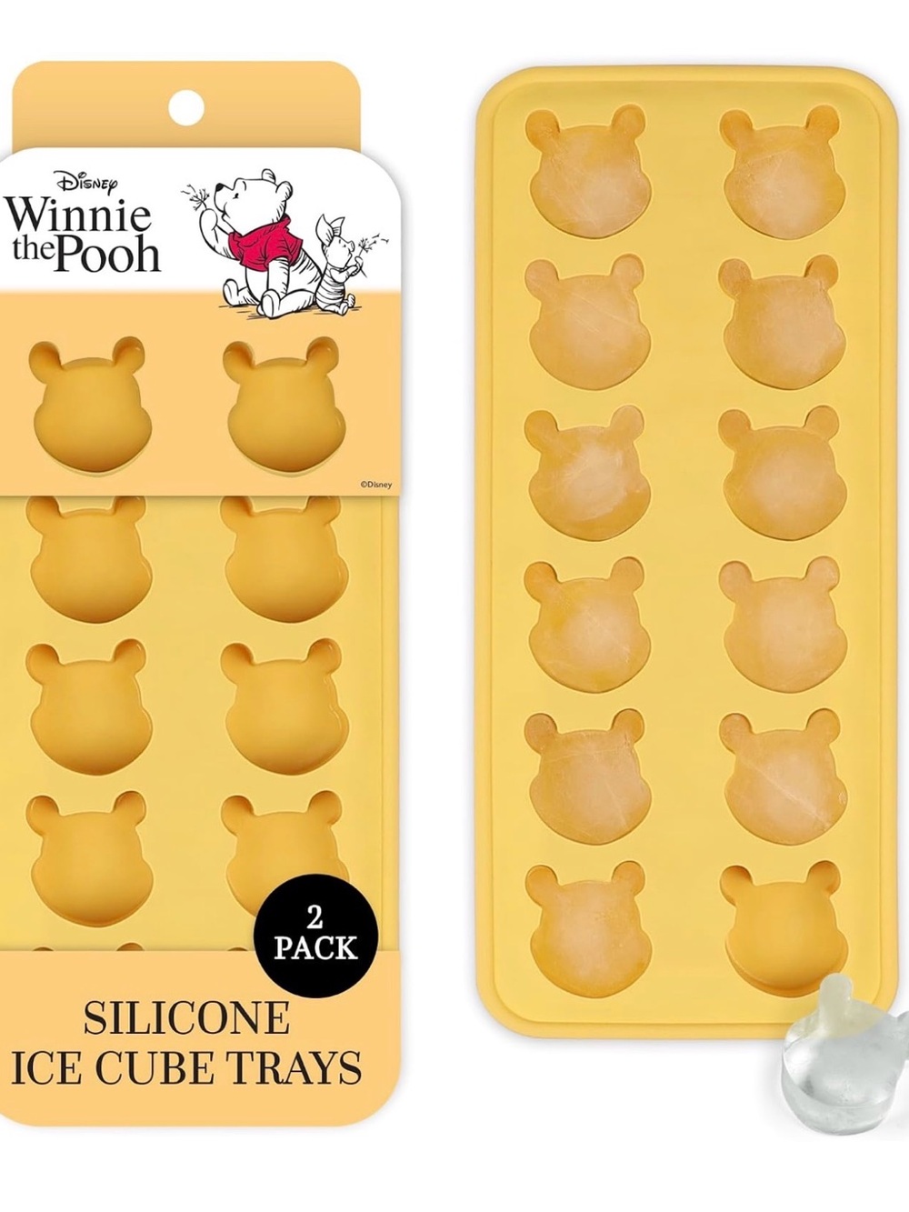 Winnie the Pooh - Yellow Silicone Ice Cube Tray - 2 Pack
